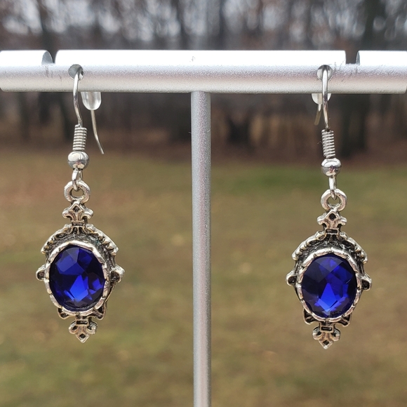 Jewelry - Silver and blue dangle earrings